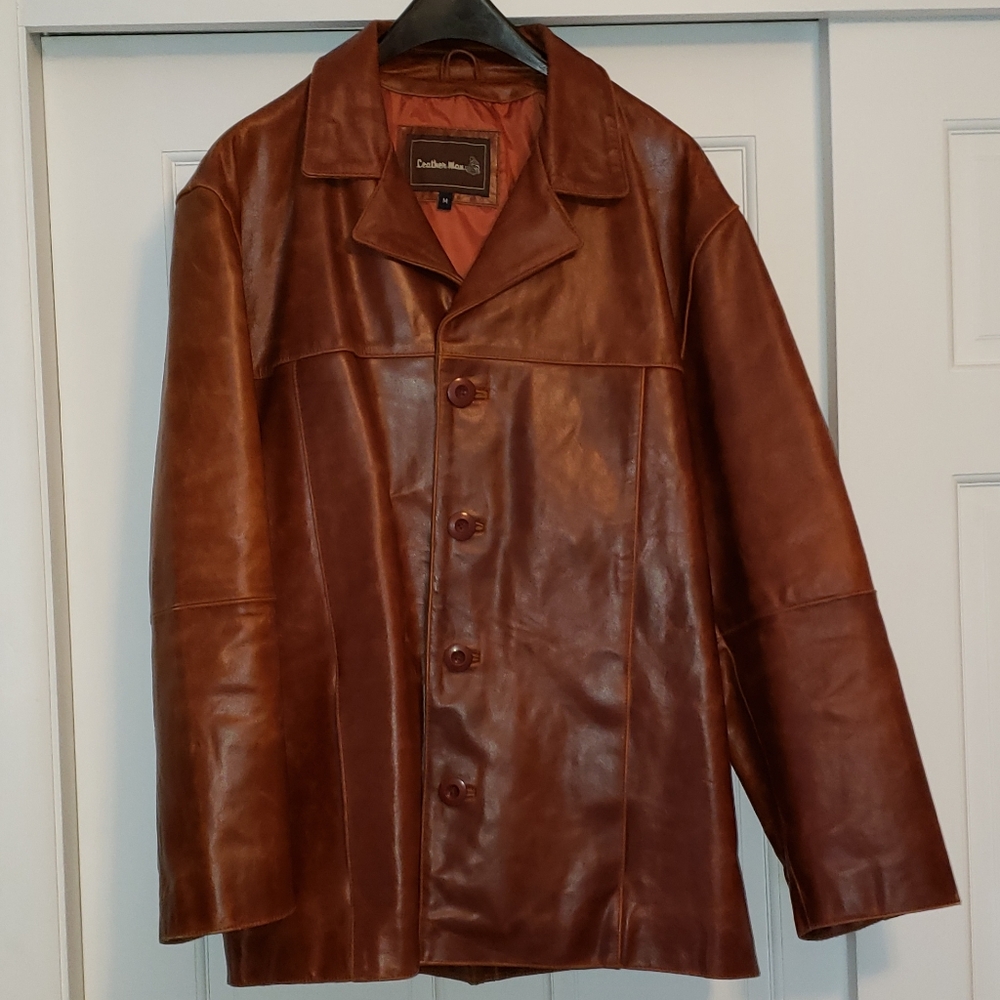 Men's brown leather jacket